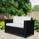 Rattan Wicker 2-seat Sofa Loveseat Padded Garden Furniture | Black