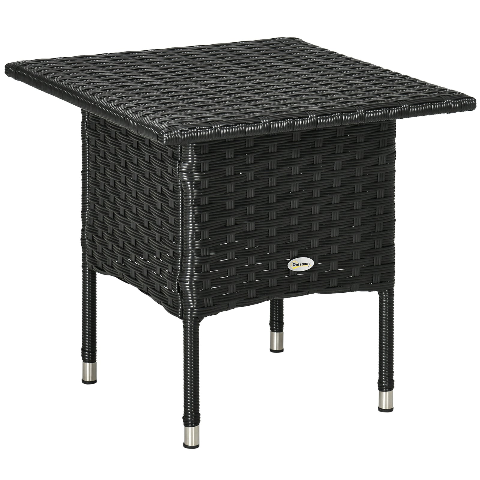 Pe Rattan Coffee Table, Patio Side Table | Black