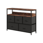 5-drawer Metal Frame Chest Of Drawers Storage Cabinet With Power Strip | Black