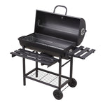 Living and Home Portable Barrel Charcoal Bbq Grill Smoker With Side Shelves