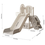 Toddler Slide Playset With Climbing Stairs & Basketball Hoop Safe Indoor/outdoor Activity Toy For Kids | Grey