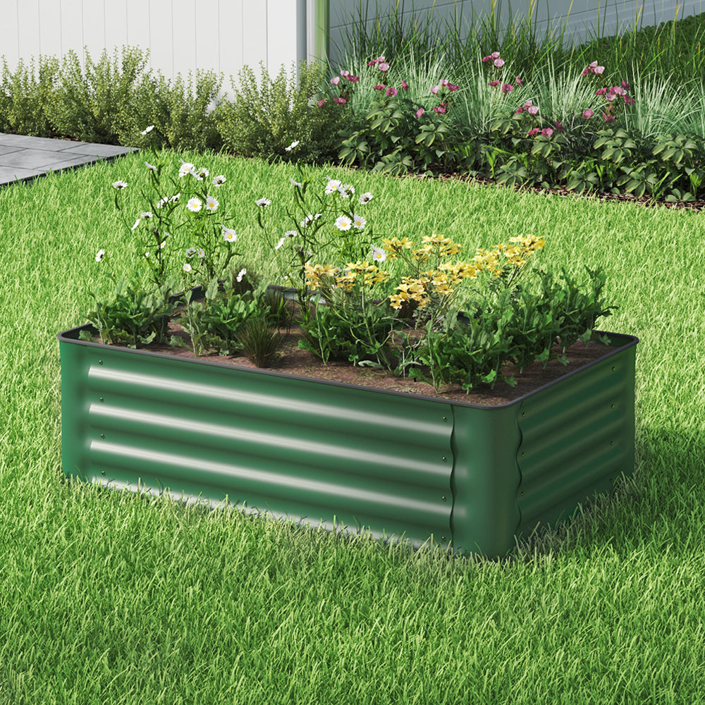 1m W x 0.6m D Green Galvanized Steel Raised Garden Bed