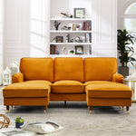 Woodbury 218cm Wide U-shaped Velvet Fabric Corner Sofa | 3 | Orange
