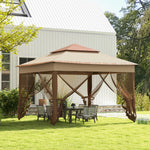 Garden Folding Tent Heavy Duty Pop Up Gazebo For Party | Khaki