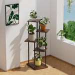 5-tier Tall Corner Plant Stand 95cm H Freestanding Plant Display Shelf For Indoor Garden | One Size | Brown