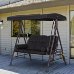 Outdoor 3 Seat Garden Swing Chair Steel Swing Hammock Bench | Black