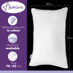 Premium Orthopaedic Shredded Memory Foam Bed Pillow 70x45cm, Neck Back & Side Support, Bamboo Washable Cover | Set of 2 | White