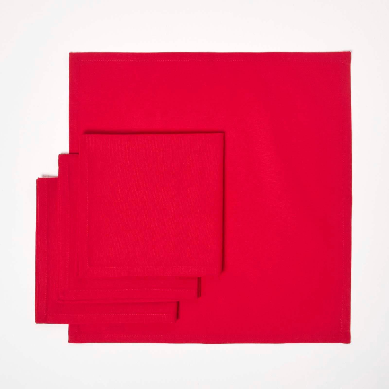 Plain Cotton Fabric 4 Napkins Set | 45cm x 45cm | Red