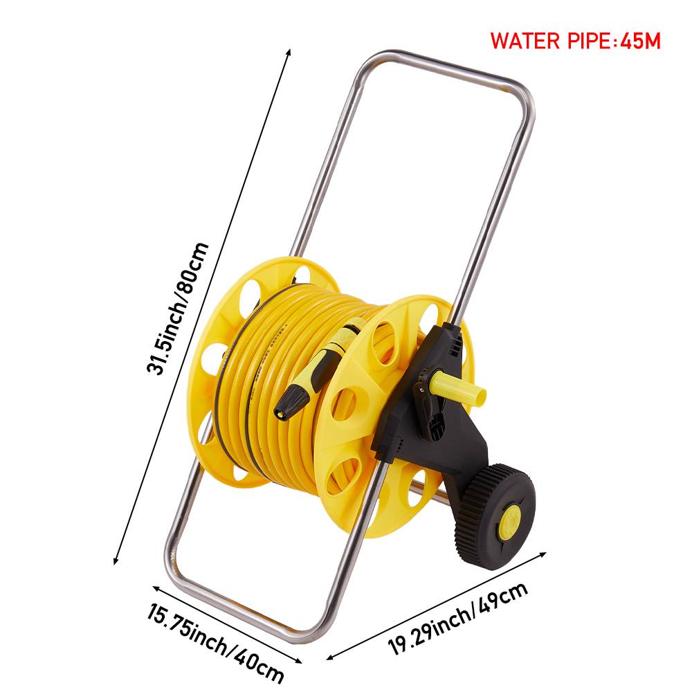 Portable Garden Hose Reel Cart – 45m Hose Holder, Hand-push Design With Wheels