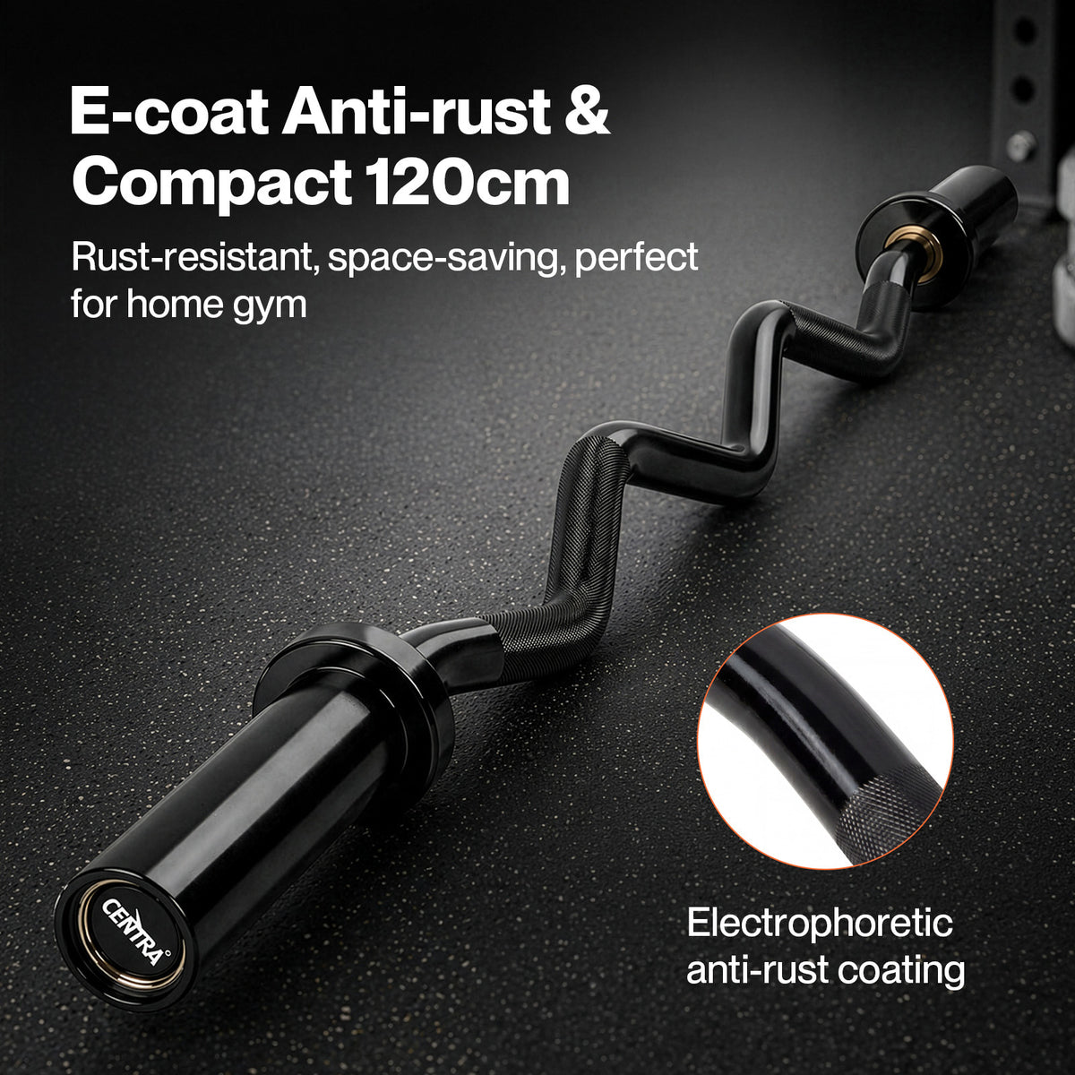 Centra Ez Curl Bar Olympic Barbell 120cm Weight Bar Strength Training 367kg
