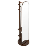 360° Rotating Full-length Mirror With Coat Rack,standing Arched Mirror With Shelves | Walnut