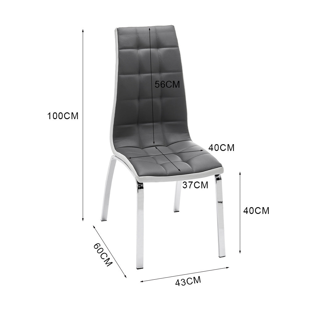 Grey Faux Leather Dining Chair With Metal Legs