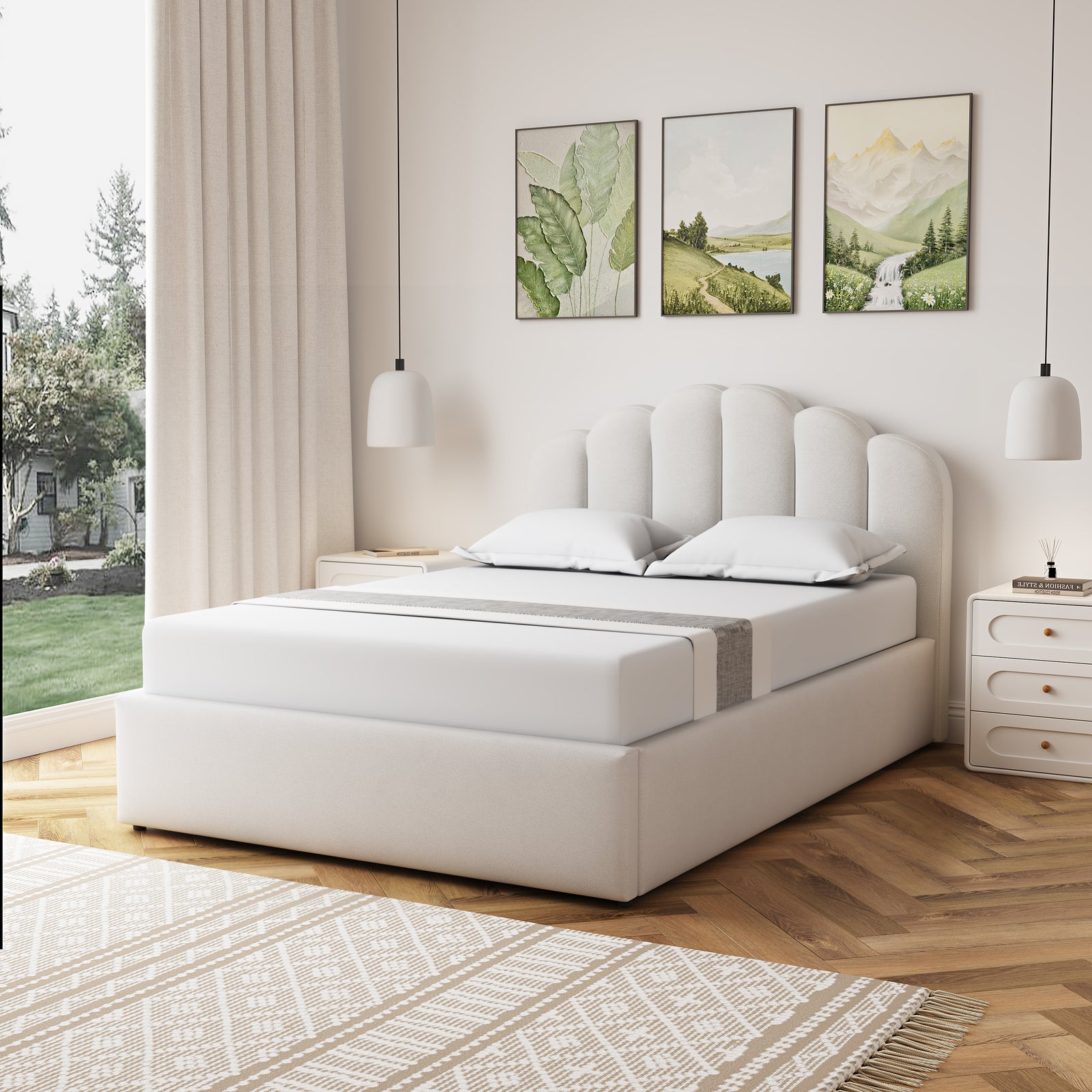 Ranson Fabric Ottoman Bed Frame | Double | Beige