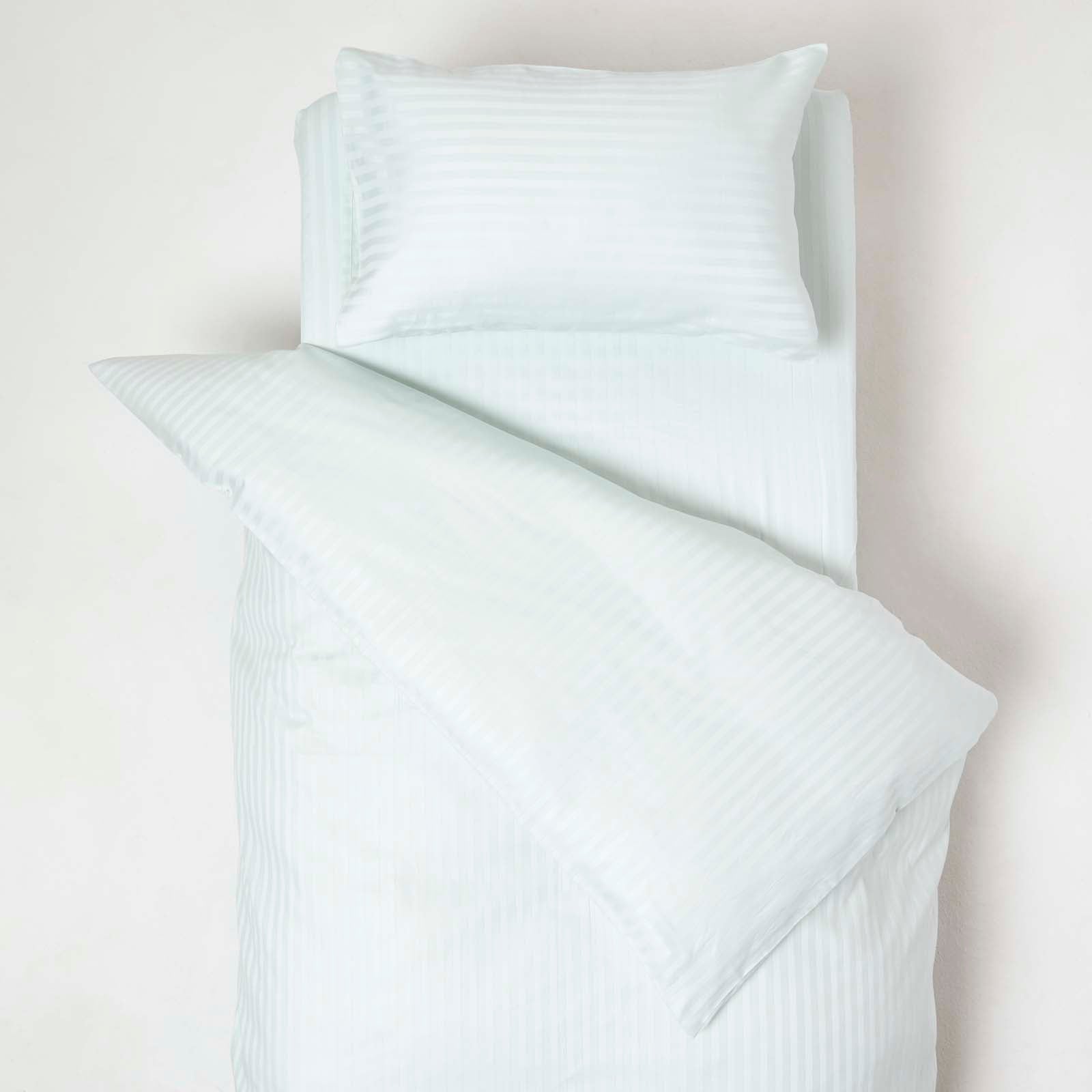 Cotton Stripe Cot Bed Duvet Cover Set 330 Thread Count | Cot Bed | Blue