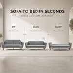 Victoria Velvet Sofa Bed 3 Seater | Light Grey