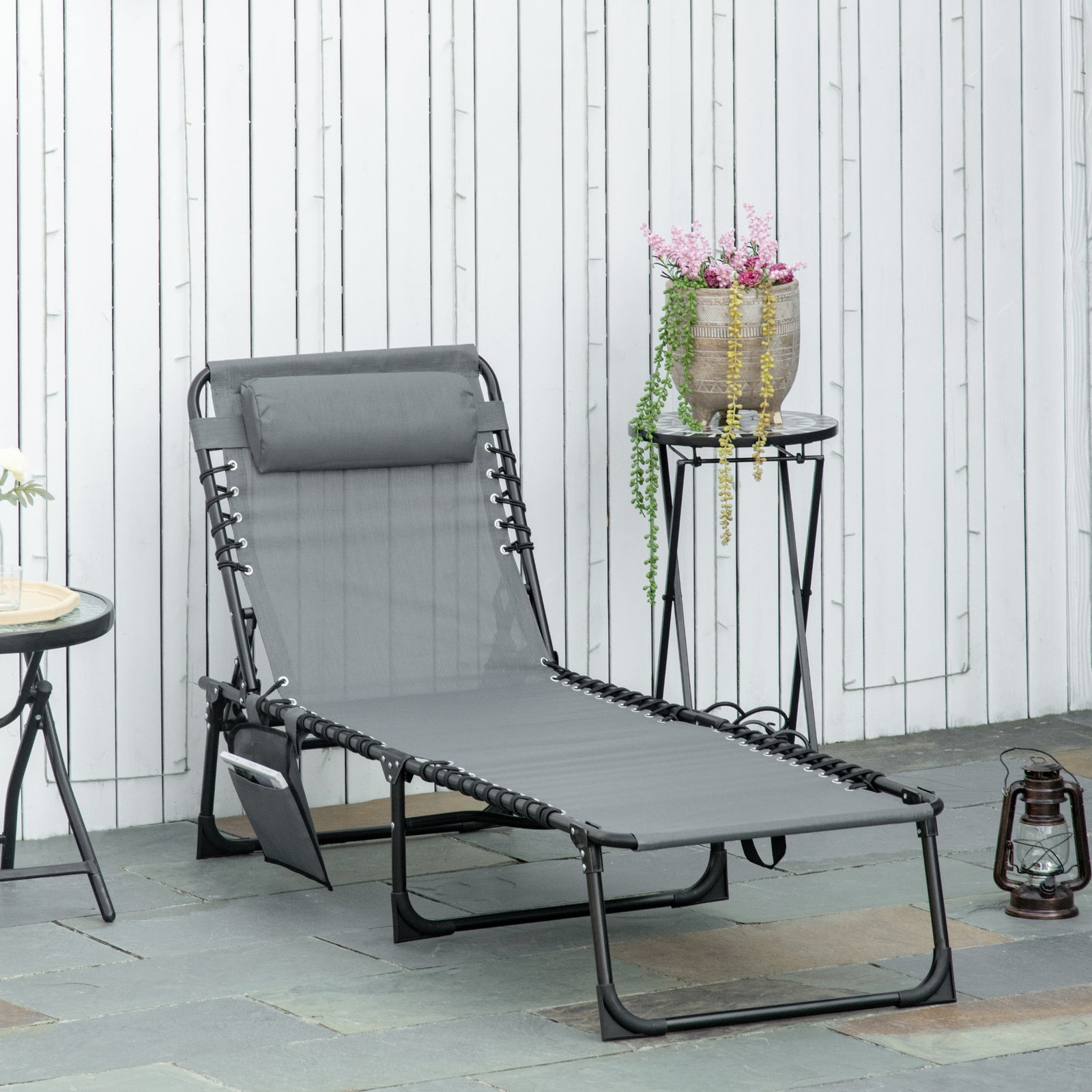 Lounger Reclining Camping Bed 5-position Adjustable