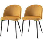 2 Pieces Modern Upholstered Fabric Bucket Seat Dining Chairs | Yellow