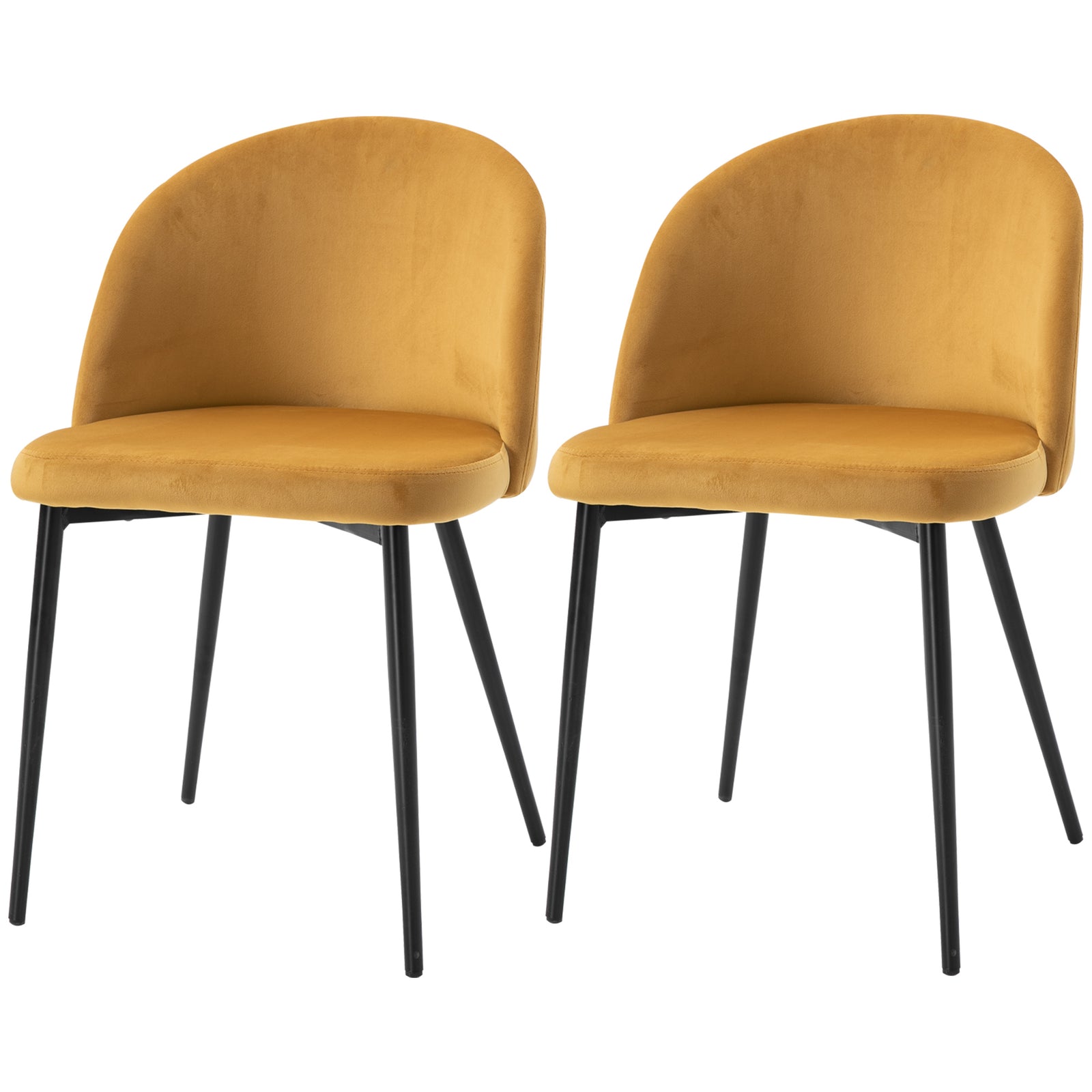 2 Pieces Modern Upholstered Fabric Bucket Seat Dining Chairs | Yellow