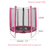 Outdoor Trampoline With Safety Enclosure For Kids Entertainment | Pink