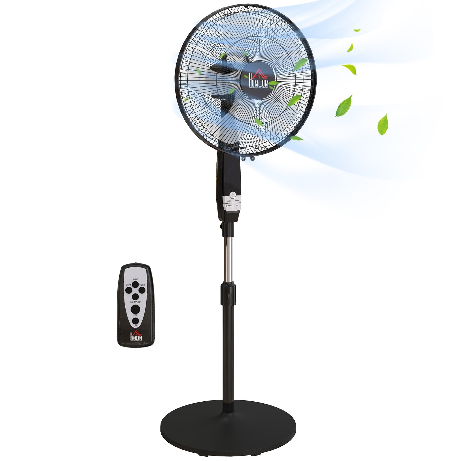 16" Oscillation Cooling Fan With Remote Adjustable Height | Black