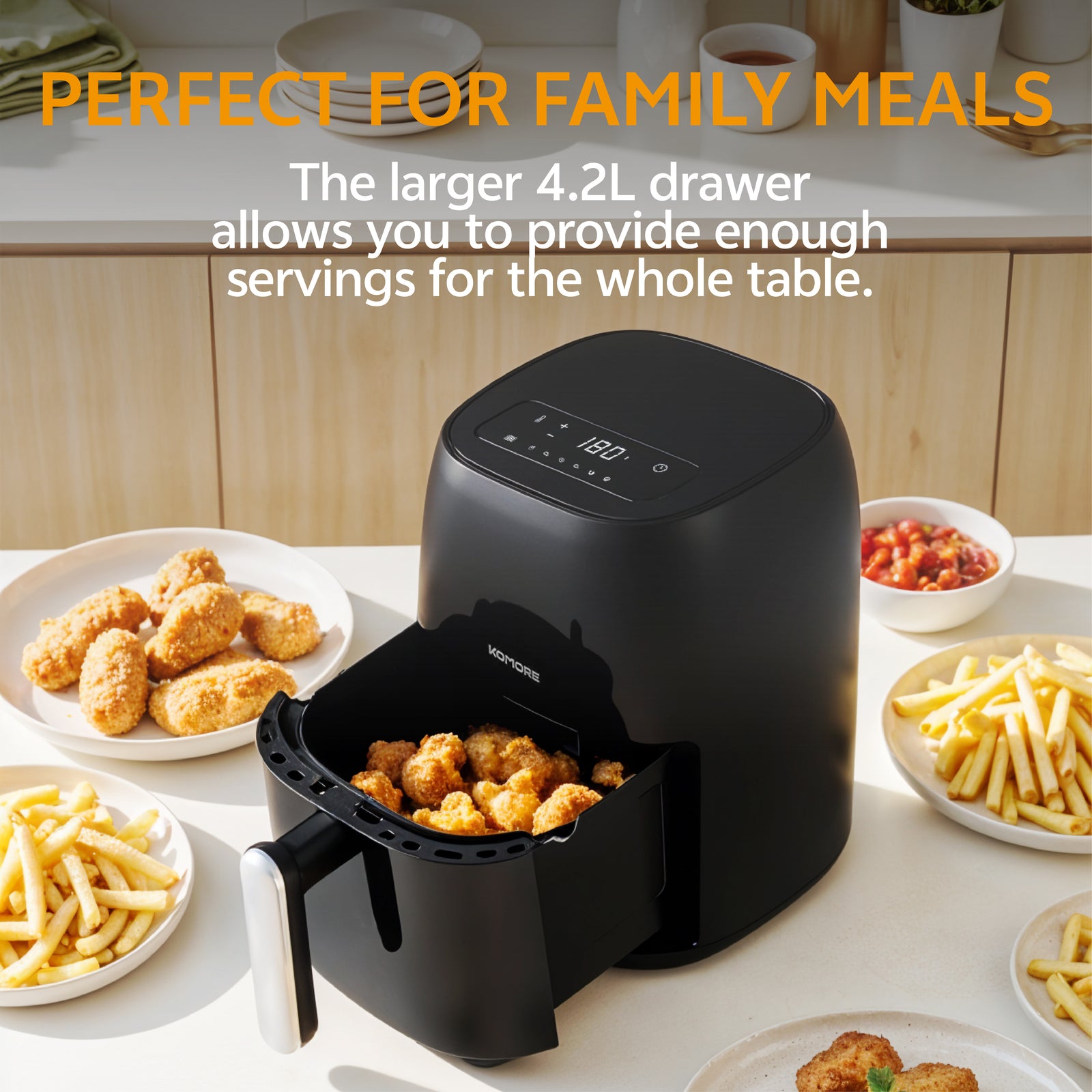 4.2l Air Fryer With Smart Touch Screen 6 Preset Cooking Modes, Non-stick Inner Pot, Overheat Protection