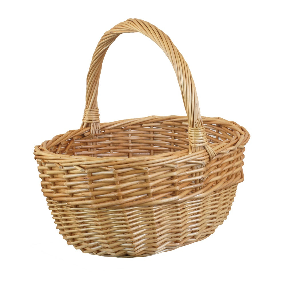 Oval Buff Wicker Shopping Basket | Large | Brown