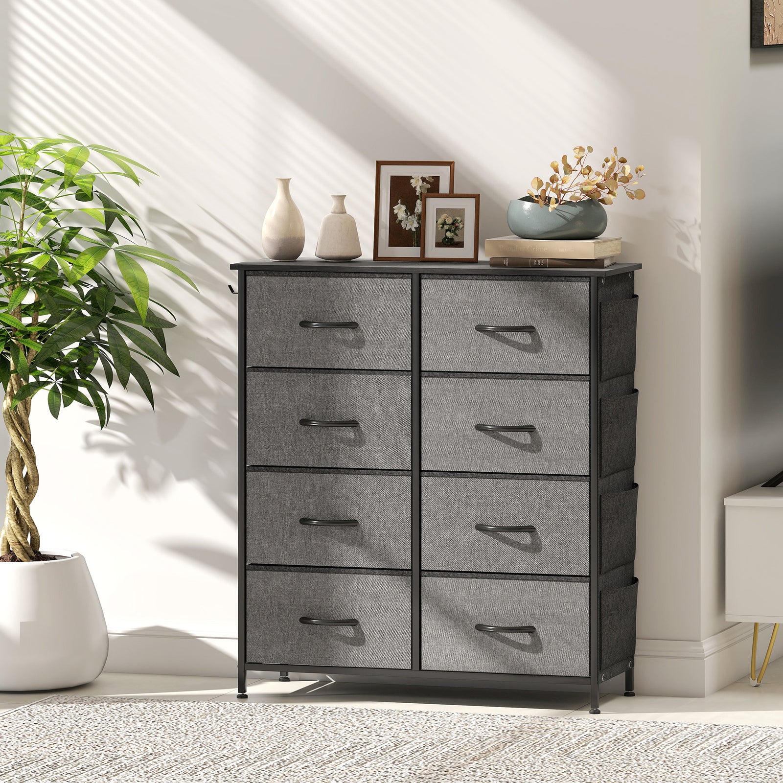 Fabric Chest Of Drawers, 8 Drawer Dresser For Bedroom | Grey