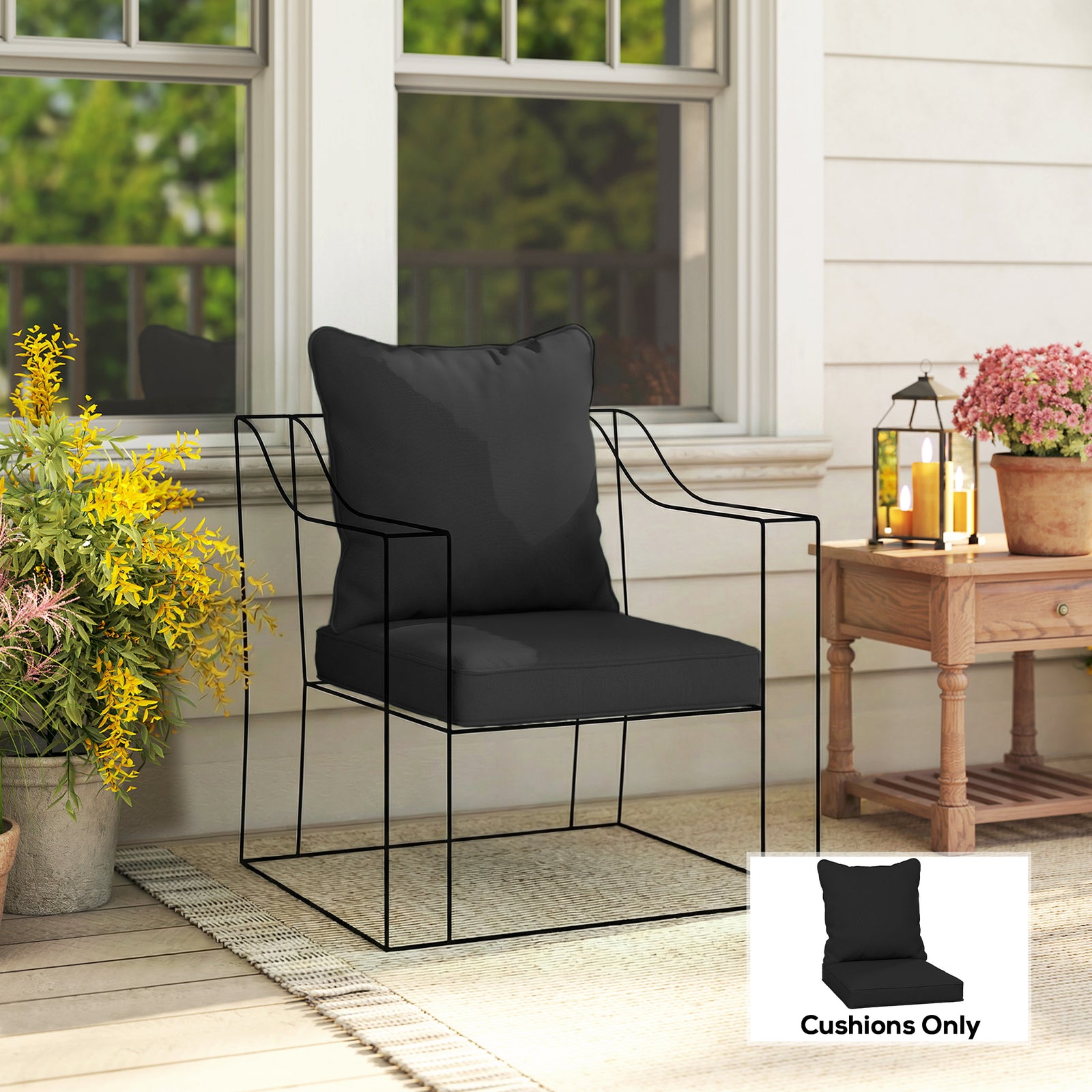 Cushion Set With Seat & Back Pad, Cushion Only | Black