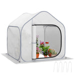 Mini Pop Up Greenhouse W/ Reinforced Pe Cover, Zipper Door | White
