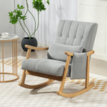 Modern High Back Rocking Chair With Solid Wood Legs | Light Grey