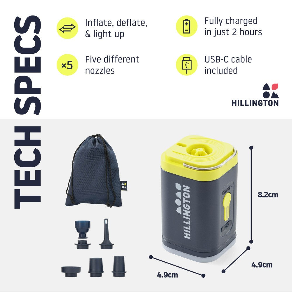 Hillington 3-in-1 Portable Usb Air Pump
