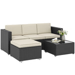 Garden Furniture Set W/ Padded Cushions Corner Sofa Set | Black