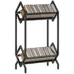 HOMCOM 50 Cd Storage Rack, 2-tier Metal Display Rack For Cds, Dvds, Black