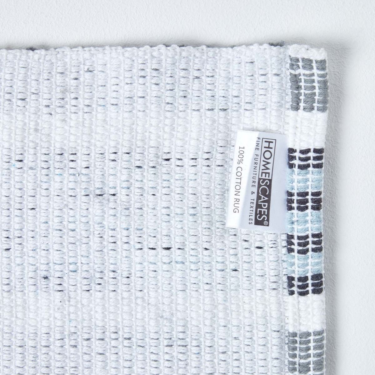 Handloomed Striped Cotton Bath Mat | 40 x 60cm | Black & Grey