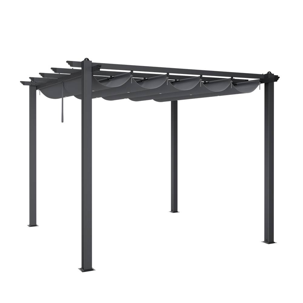 3m X 4m Aluminium Pergola With Retractable Roof & Pu-coated Polyester Canopy,outdoor Garden Gazebos Water-resistant