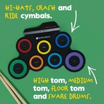 Wicked Gizmos Electronic Drum Kit Roll Up Mat W/ Demo Songs & Sticks Multicolour