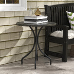 66cm Garden Table, Round Patio Table W/ Steel And Slat Top | Gray