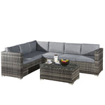 Acorn Rattan 6 Seat Corner Sofa Set | Walnut Grey