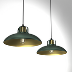 Felix Green Double Pendant Lamp 2xe27 The Hand Made High Quality Fittings 29cm Shades Rugged Industrial Look