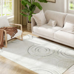 Swirl Pattern Washable Area Rug, Allergy-friendly Floor Carpet | M | Cream