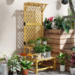 2 Tier Wooden Plant Stand With Trellis, Garden Bed | Yellow