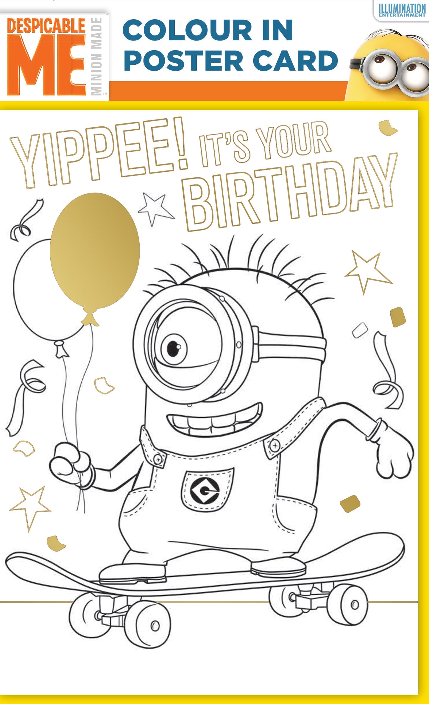 Minions Colour-in Birthday Card Official Product
