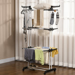 Foldable Clothes Drying Rack Steel Garment Dryer Casters | One Size | Black