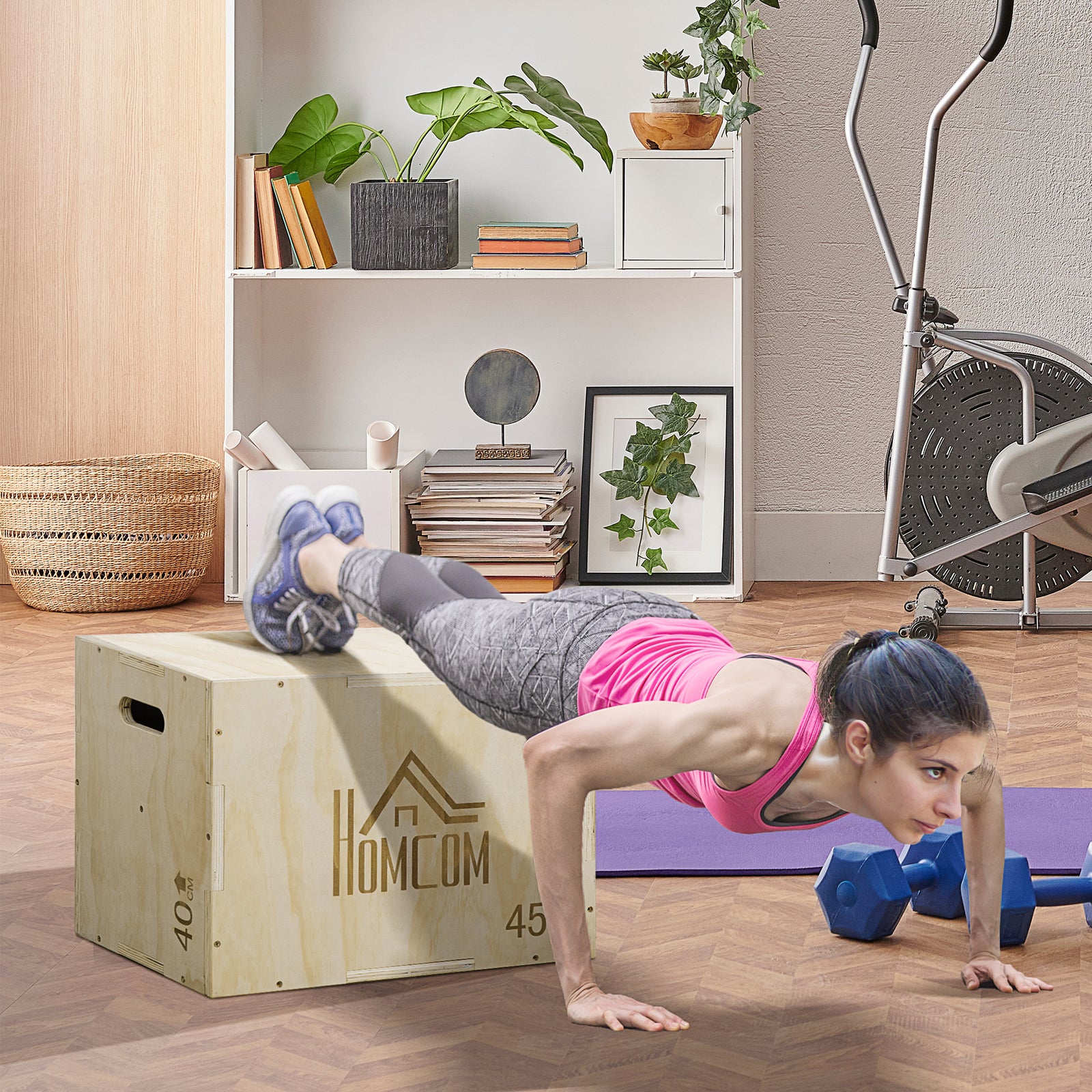 3-in-1 Wooden Plyo Box W/ Handles