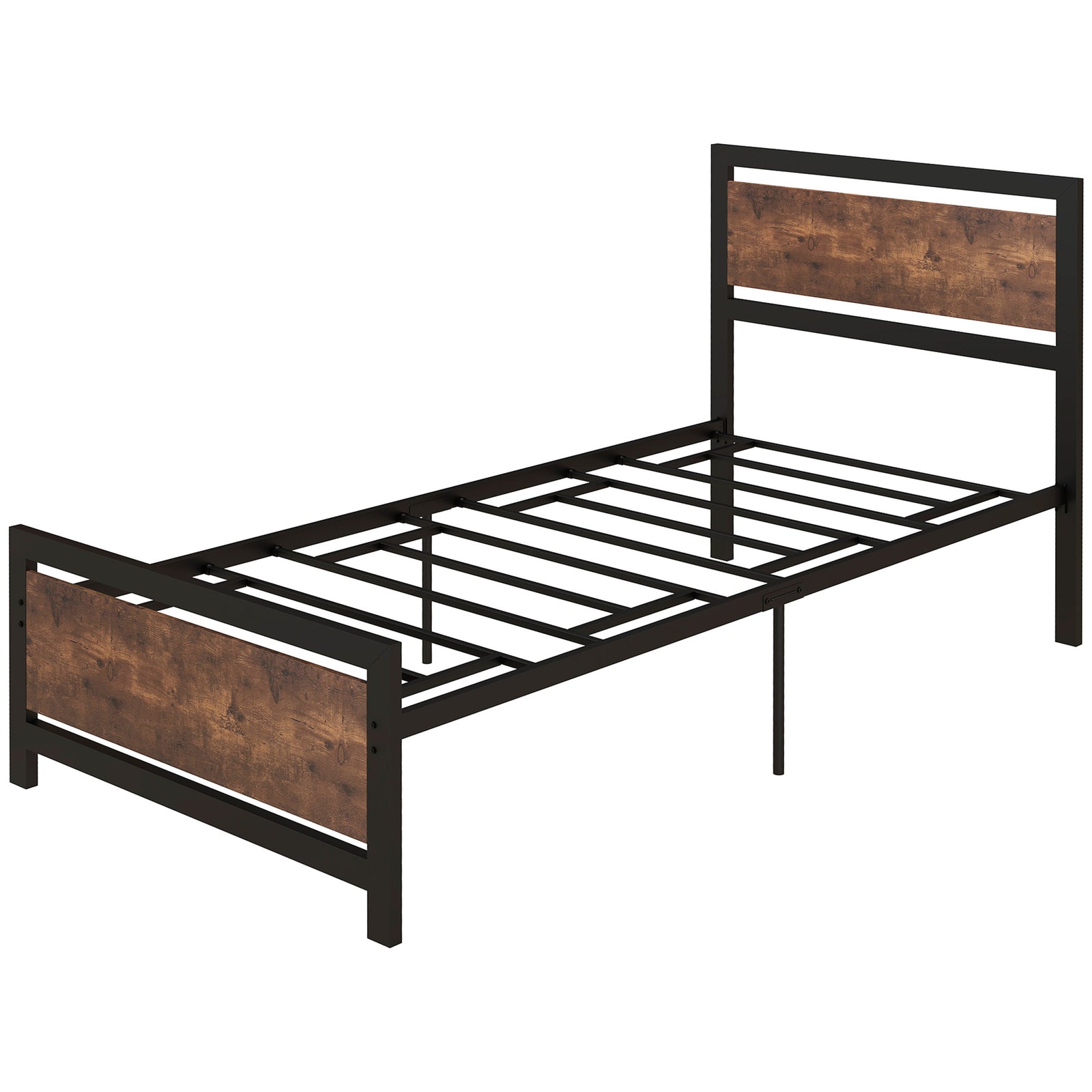 Single/double/king Metal Bed Frame With Headboard Footboard | Single | Brown