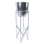 Artificial Yukka Plant Metal Planter Stand 90cm Tall Realistic Premium Botanik | Silver