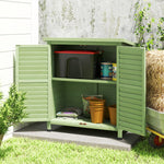 Solid Wood Garden Storage Shed With Doors Green