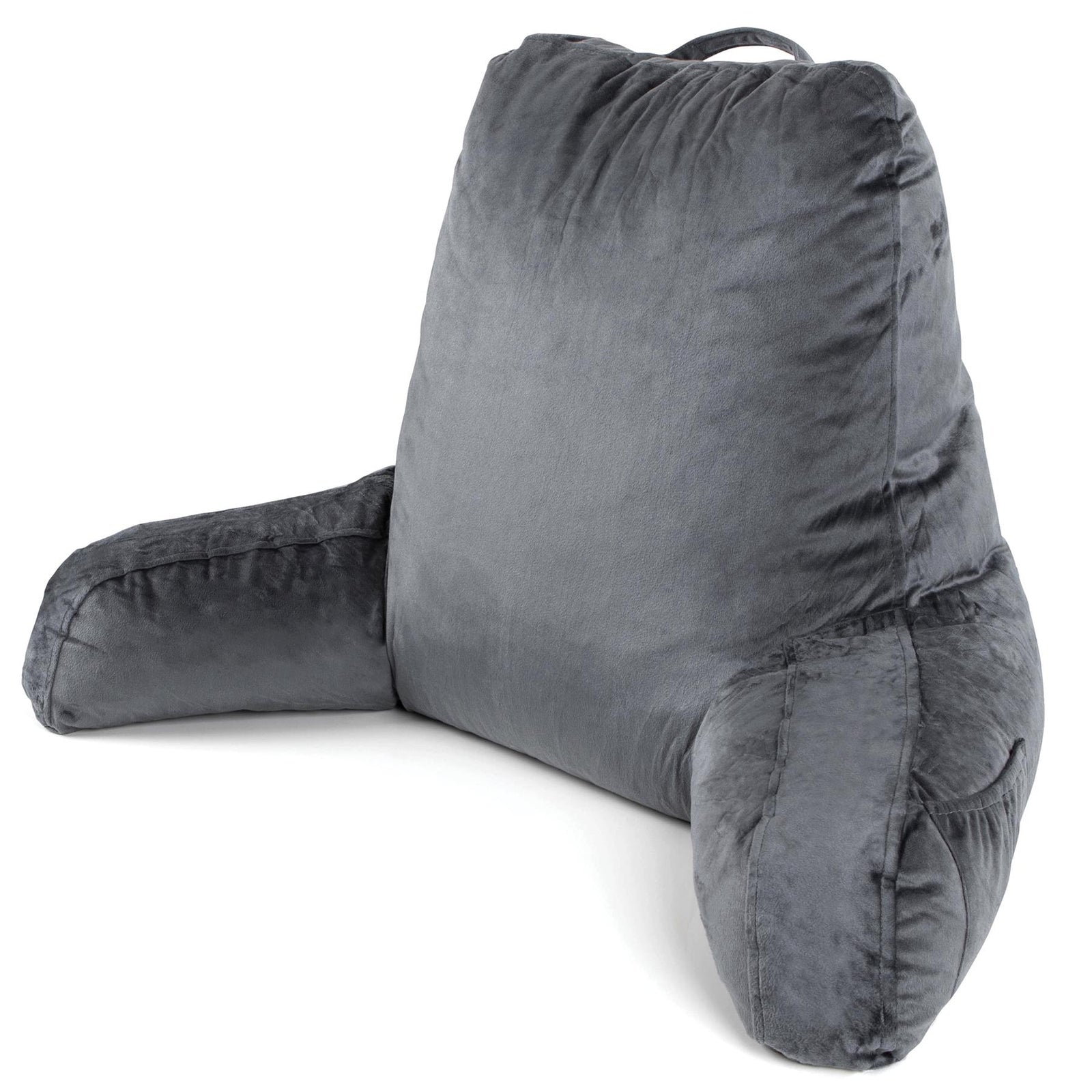 Large Reading Pillow, Shredded Memory Foam Cuddle Cuddle Cushion Backrest, Arm Support ,washable Velvet Cover | L | Grey