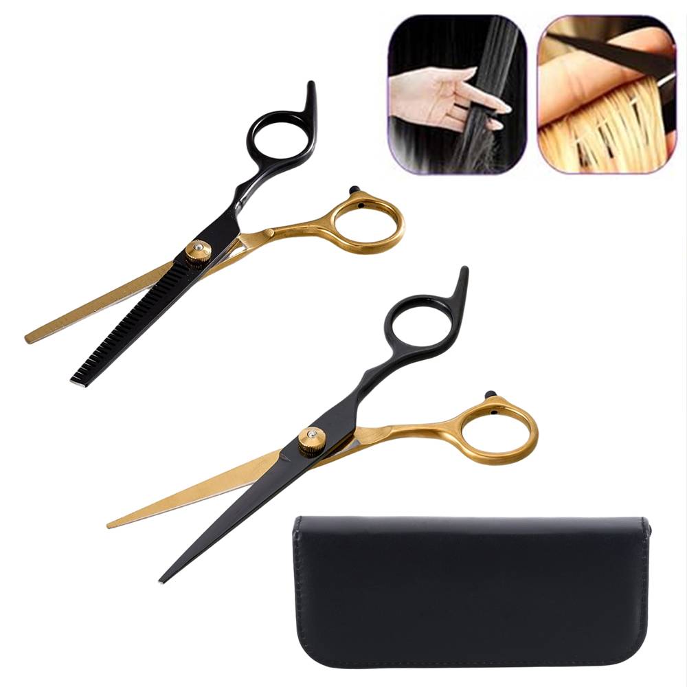 11-piece Hair Cutting Scissors Thinning Shears Set | Black & Gold