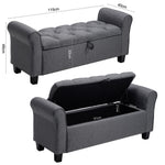 Breeins Modern Linen Upholstered Storage Bench With Armrests